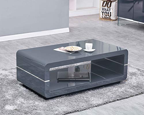 Best Quality Furniture CT42 Glass Top Coffee Table, Dark Gray