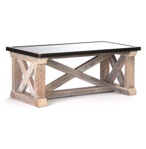 Zinc Top Chunky Rustic Solid Wood Coffee Table
