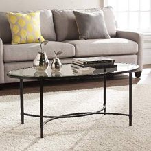 Quibilah Metal/Glass Oval Coffee Table