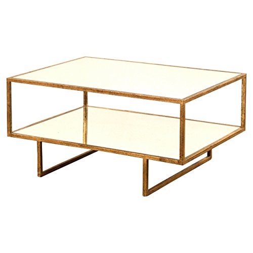 Kathy Kuo Home Isadora Hollywood Regency Gold Framed Mirrored Coffee Table