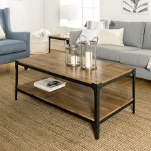 Rustic Metal and Wood Angle Iron Coffee Table in Barnwood