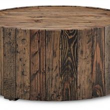 Dakota Reclaimed Wood Round Coffee Table with Casters