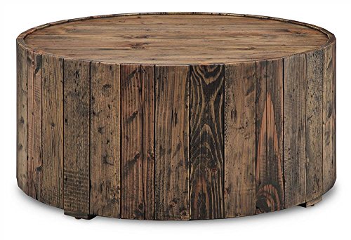 Dakota Reclaimed Wood Round Coffee Table with Casters