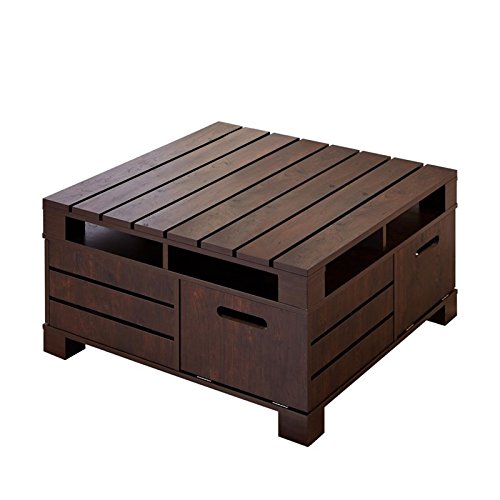 BOWERY HILL Square Storage Coffee Table in Walnut