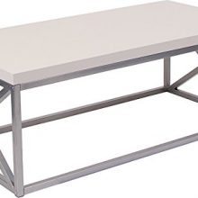 Park Ridge Cream Coffee Table with Silver Finish Frame