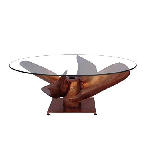 Moe's Home Collection Circular Glass Top Coffee Table in Copper Finish