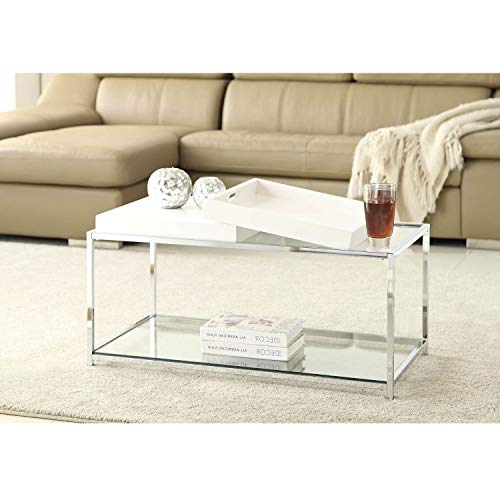 Metal Coffee Table with 2 White Removable Trays