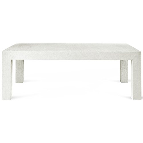 Kathy Kuo Home Wynne Modern Classic White Lacquer Grasscloth Coffee Table