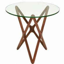 Star Side Table in Glass and American Walnut by Nuevo
