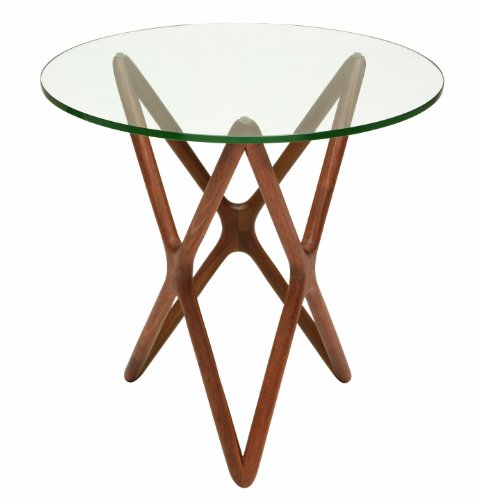 Star Side Table in Glass and American Walnut by Nuevo