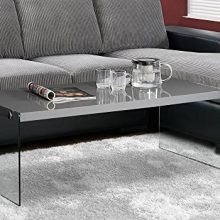 Monarch specialties Coffee Table, Tempered Glass, Glossy Grey