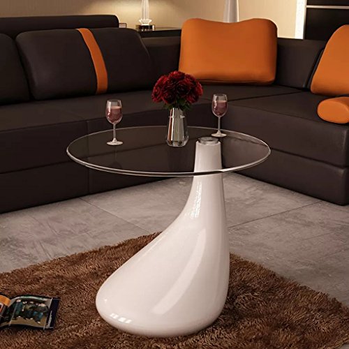 High Gloss Coffee Table with Round Glass