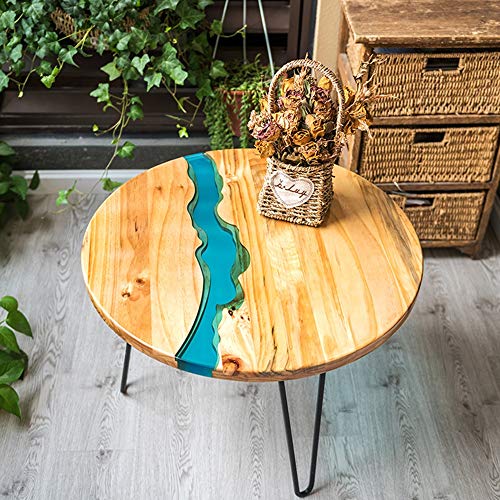 HAIZHEN Coffee Table Coffee Table, Solid Wood Resin Stitching