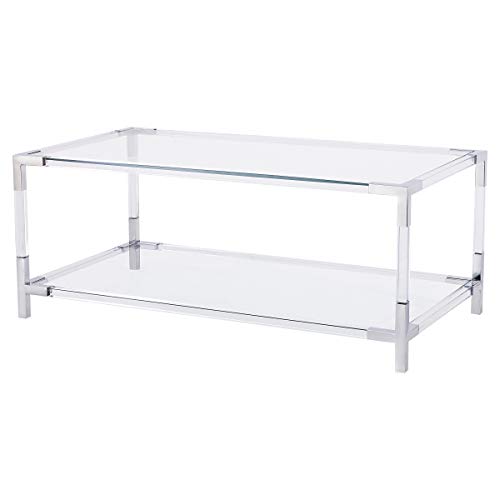 Kathy Kuo Home Maelie Modern Acrylic Stainless Steel Coffee Table