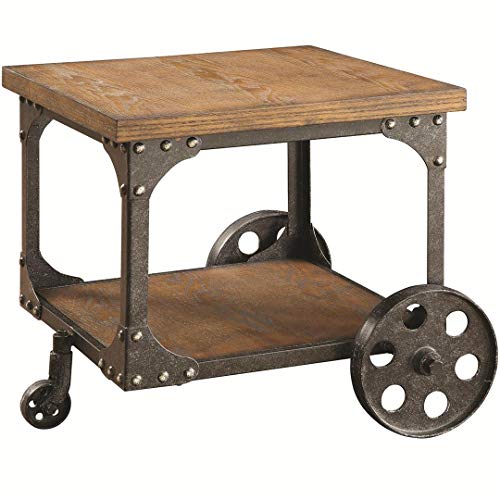 Coaster Home Furnishings End Table with Casters Rustic Brown