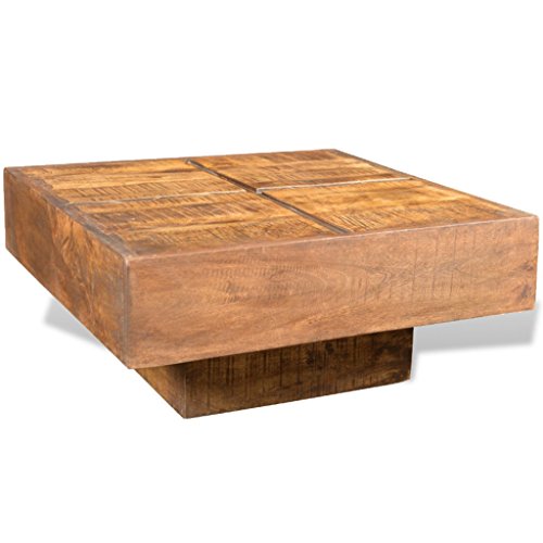 Daonanba Brown Antique-Style Square Mango Wood Coffee Table