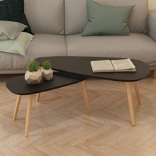 Daonanba Home Decor Coffee Table Living Room Furniture 2 Pieces Black
