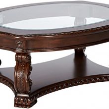 Garroway Oval Coffee Table with Glass Inlay Top Brown