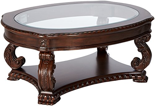 Garroway Oval Coffee Table with Glass Inlay Top Brown