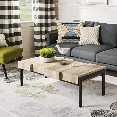 Canyon Grey and Black Rectangular Contemporary Rustic Coffee Table 