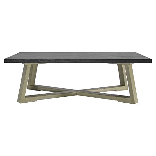 Kathy Kuo Home Bekah Industrial Rustic White Oak Cement Coffee Table