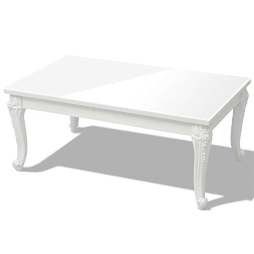 Daonanba Durable Coffee Table Decorative Classic Stable End Table High Gloss White