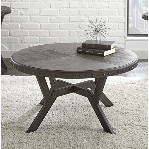 BOWERY HILL Round Coffee Table in Weathered Gray