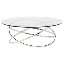 Kathy Kuo Home Savannah Modern Classic Steel Glass Coffee Table