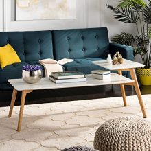 Safavieh Home Collection Basil 2-Tier White and Natural Coffee Table