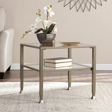Glass Bunching Coffeel Table - Matte Khaki Metal Frame