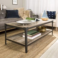 Iron Rustic Wood Coffee Table - Grey Wash