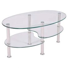 Oval Tempered Glass Coffee Table