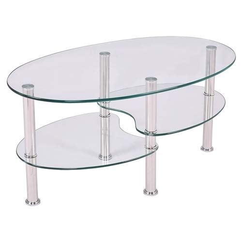 Oval Tempered Glass Coffee Table