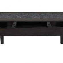Benzara Stone Marble Coffee Table with Lift Top Mechanism, Brown