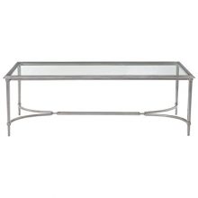 Kathy Kuo Home Laeti Industrial Regency Antique Silver Glass Coffee Table
