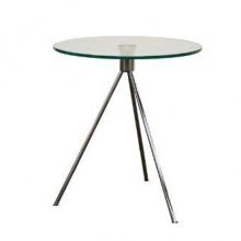 Baxton Studio Triplet Round Glass Top End Table with Tripod Base
