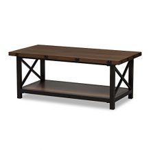 Finished Metal Distressed Wood Occasional Cocktail Coffee Table
