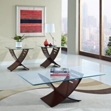 3-Piece Elhan Coffee/End Table Set, Cherry Finish