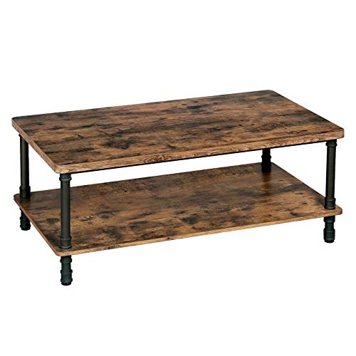 Accent Table with Iron Pipe Legs and 1.2 Inch Thick Table Top