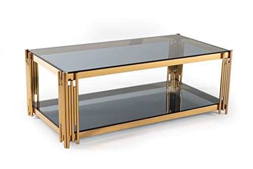 offee Table with Polished Stainless Steel Frame Blue & Gold