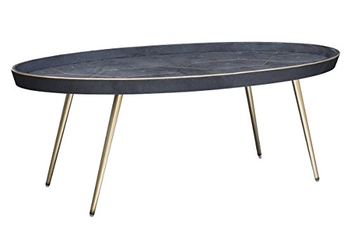 Nuevo Living Magnus Coffee Table in Black Shagreen and Matte Brass Base
