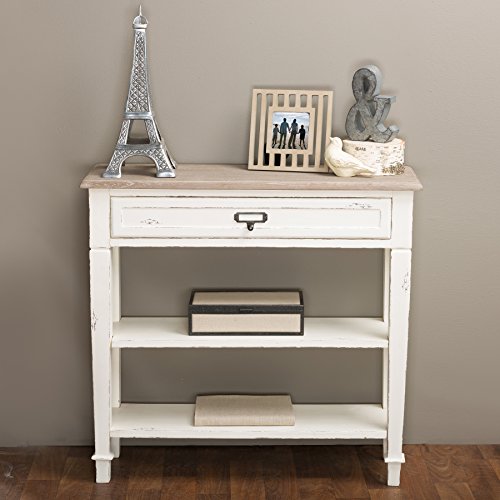 French 1-Drawer Accent Console Table, White