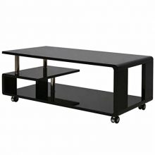 Daonanba Unique Stylish Coffee Table 7 Castors Black