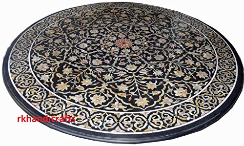Black Round Marble Patio Coffee Table