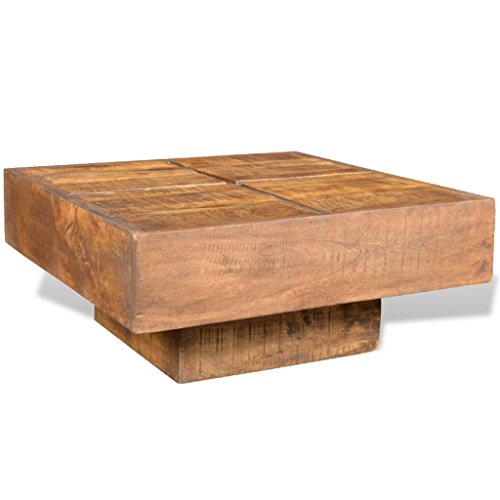 Festnight Antique-Style Square Coffee Table Stable Base Mango