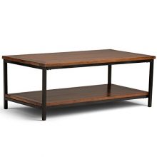 48 inch Wide Modern Industrial Coffee Table in Dark Cognac Brown