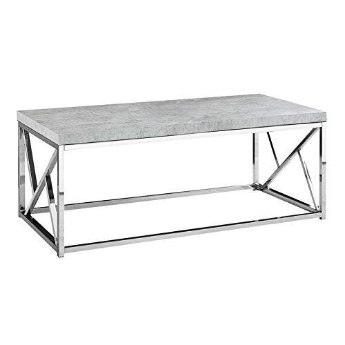 Pemberly Row Coffee Table in Gray Cement and Chrome