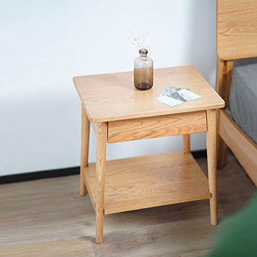 Storage Oak Furniture Nordic Wood Bedside Table (Color : Natural)