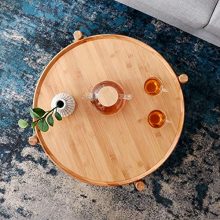 Coffee Table, Double-Layered with Roller Bamboo Side