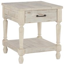 Casual Rectangular End Table with Storage - White Wash